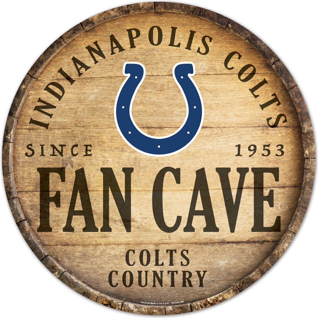 NFL Indianapolis Colts Fan Cave Rund Football Wood Sign Holzschild Holz Deko 35cm