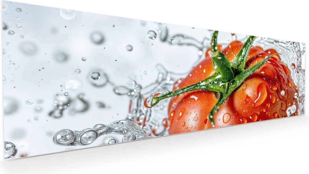 Glasbild 120x40cm in XXL für Wohnzimmer, Schlafzimmer Motiv Tomate im Wasser