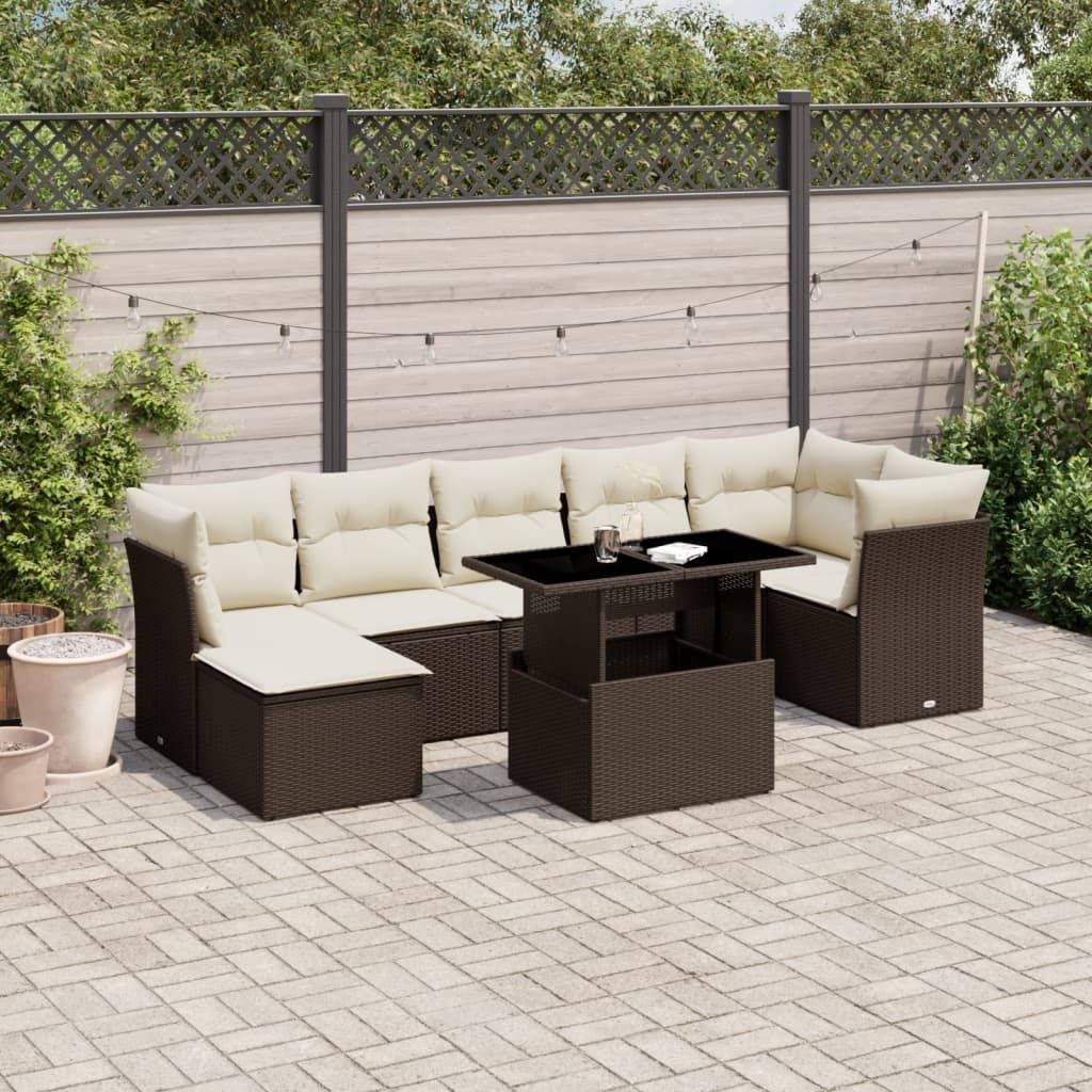 Maison Exclusive - 8-tlg. Garten-Sofagarnitur mit Kissen Braun Poly Rattan