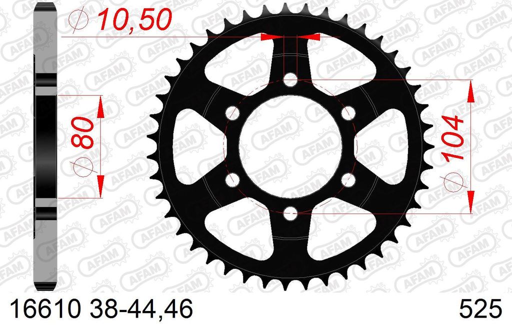 AFAM Standard Stahlritzel hinten 16610 - 525