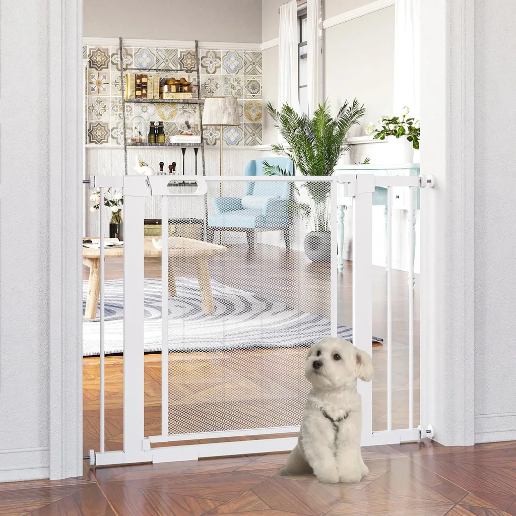 Barrière extensible pour chiens 75-103 cm - Fixation sans perçage Blanc