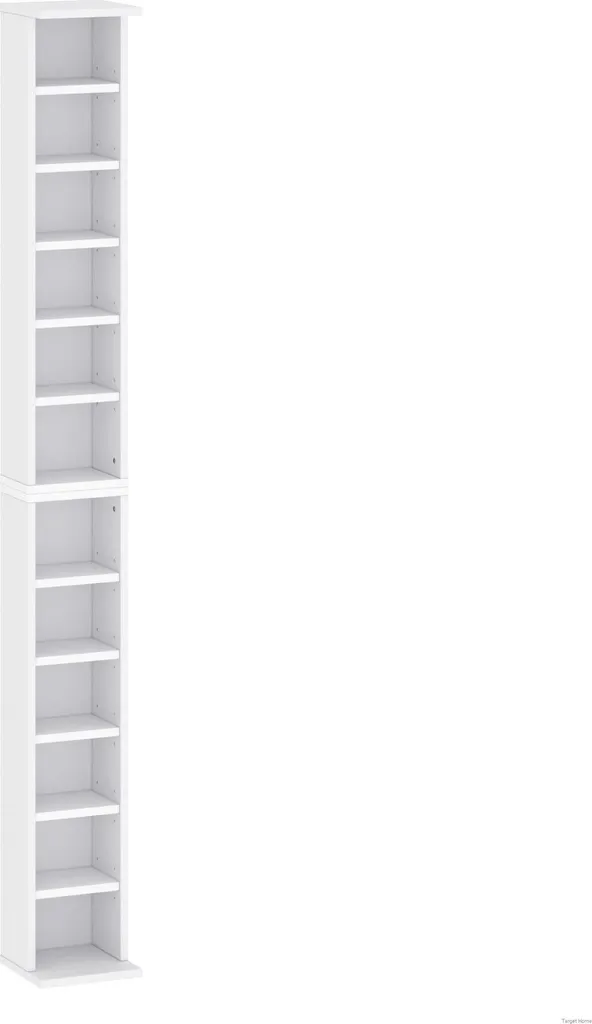 Meuble de rangement CD et DVD vertical avec 6 étagères modulables chêne
