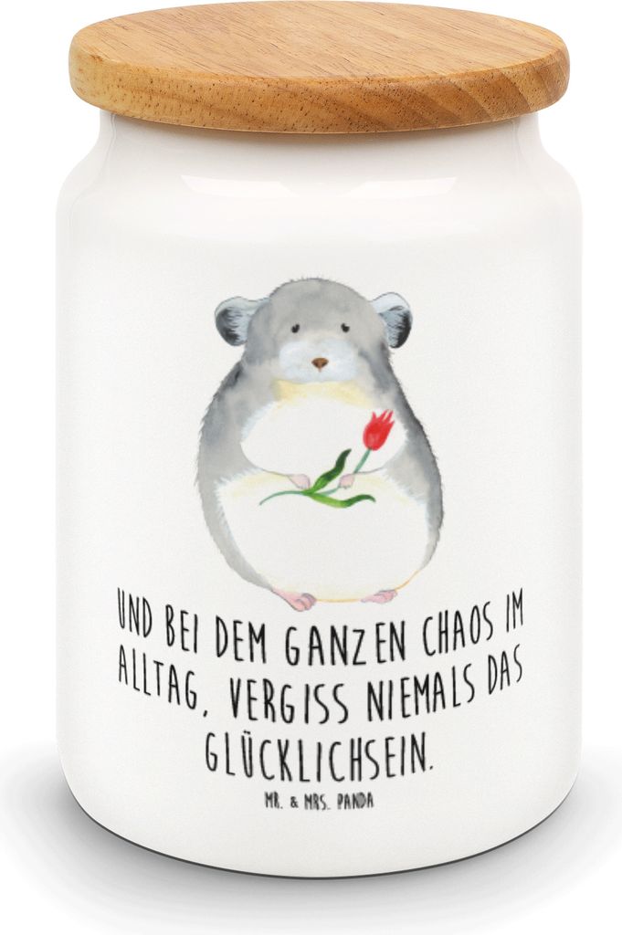 Mr. & Mrs. Panda Kaffeedose Chinchilla Blume - Weiß - Geschenk, Kummer, Keksdose, Lustige Sprüche, Chaos, behälter, Chinchillas, zuckerdose, Lie...