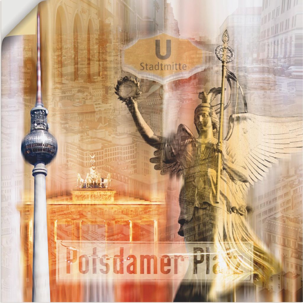ARTland Wandbild, selbstklebend Berlin Skyline Collage V Größe: 30x30 cm