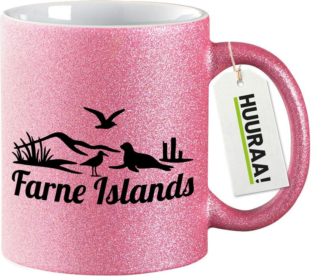 Huuraa Glitzertasse Farne Islands Vereinigtes Königreich 330ml Pink Keramik Kaffeebecher Geschenkidee