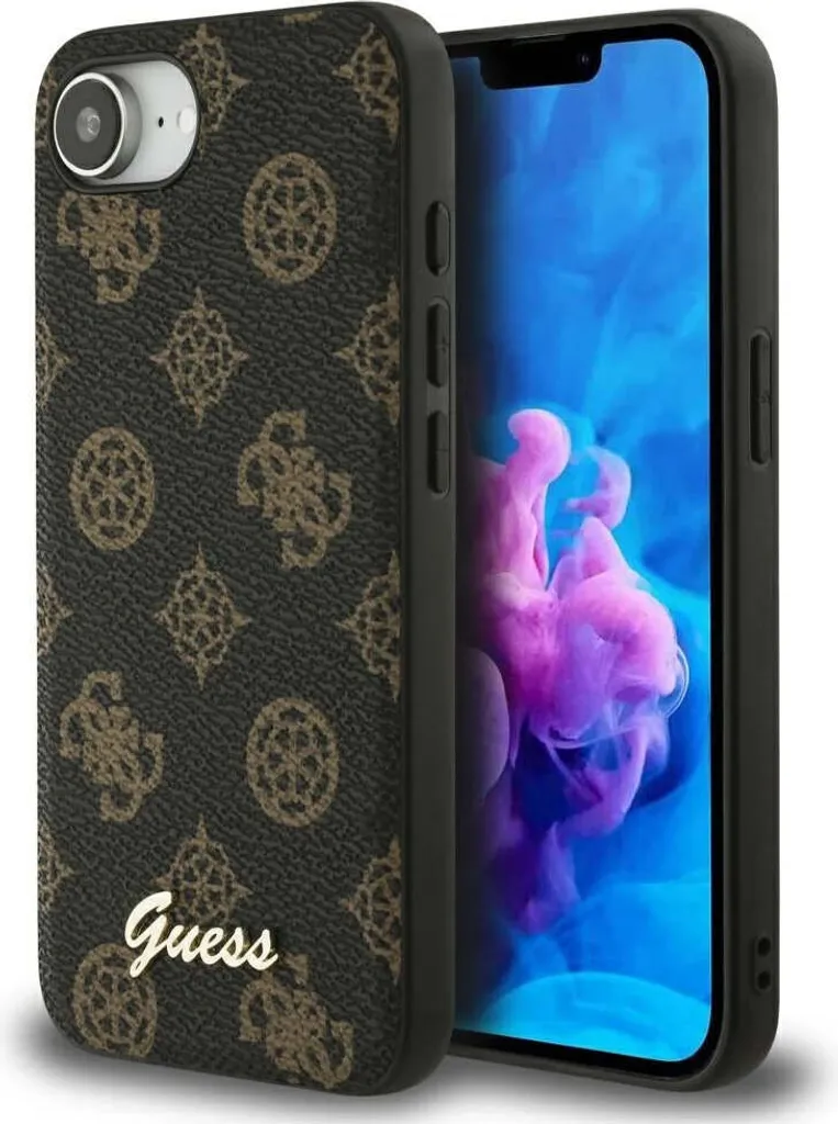Guess Cover MagSafe iPhone 16e Nero Peony Script Logo Luxury