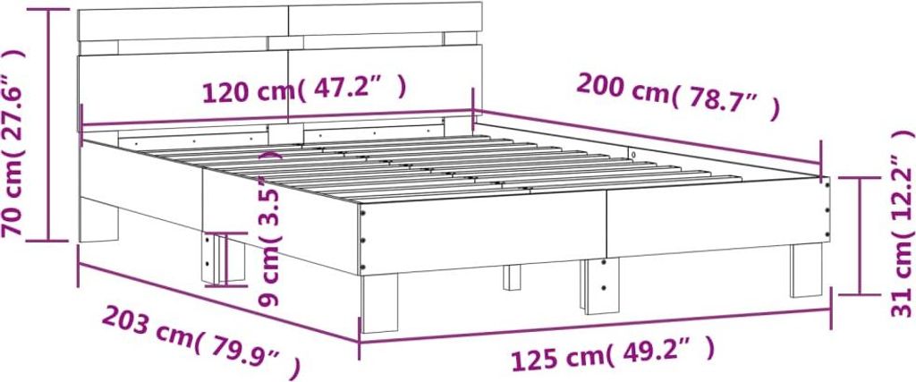 vidaXL Bett mit LED-Beleuchtung ohne Matratze Schwarz Produktbild 