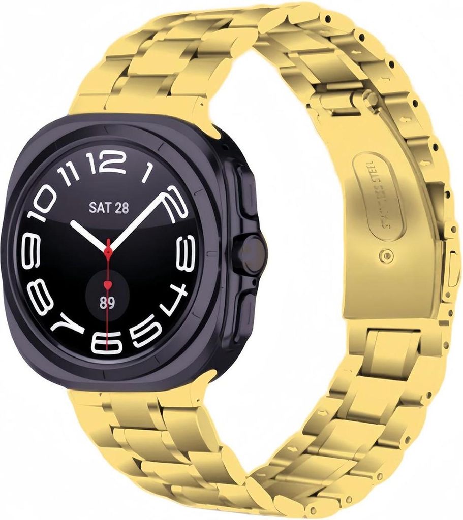 Für Samsung Galaxy Watch 8 / 8 Classic Five Bead Edelstahl Ersatz Smart Watch Arm Band Gold