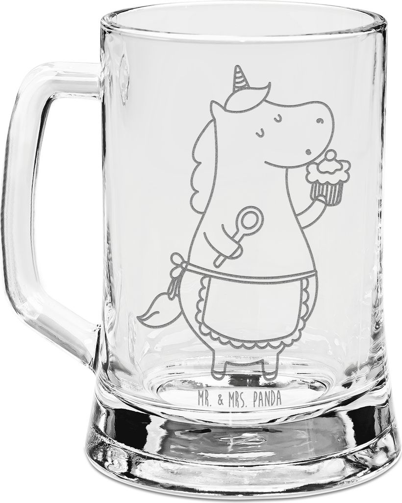 Mr. & Mrs. Panda Krug Einhorn Küche - Transparent - Geschenk, Torte, Bierkrug Mit Gravur, Unicorn, Einhörner, Backen, Seidel, Koch, Humpen, Kuche...