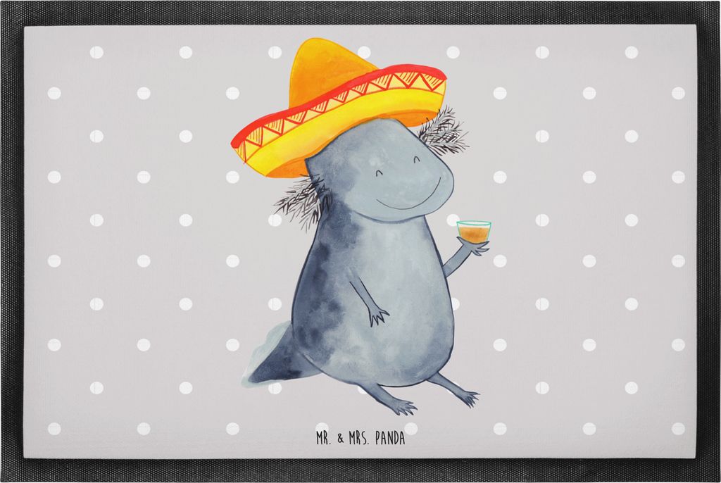 Mr. & Mrs. Panda Schmutzmatte Axolotl Tequila 60 x 90 cm - Grau Pastell - Geschenk, Fussmatte, abstreifer, Schmutzfangmatte, Sombrero, Party, Spruc...