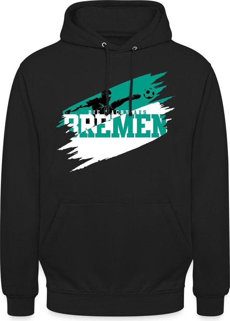Spreadshirt Die Macht Aus Bremen Grün-Weiß Fußball Fan Uni Hoodie, L, Schwarz