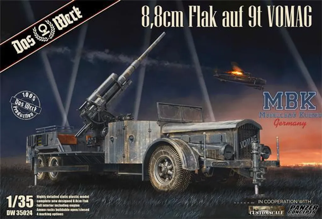 Canon 8,8 cm Flak sur VOMAG 9t DW35024 Maquette haute précision 1/35