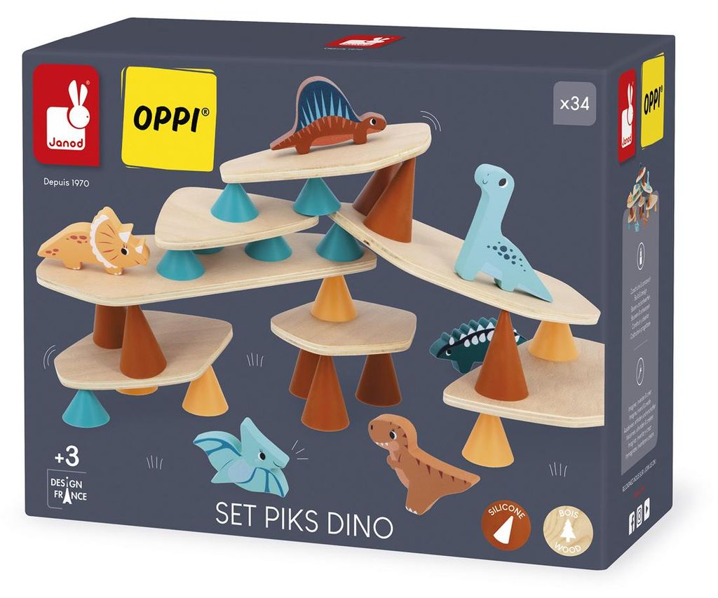 Janod Dino Stapelspiel - Holzspielzeug Dinosaurier für Kinder