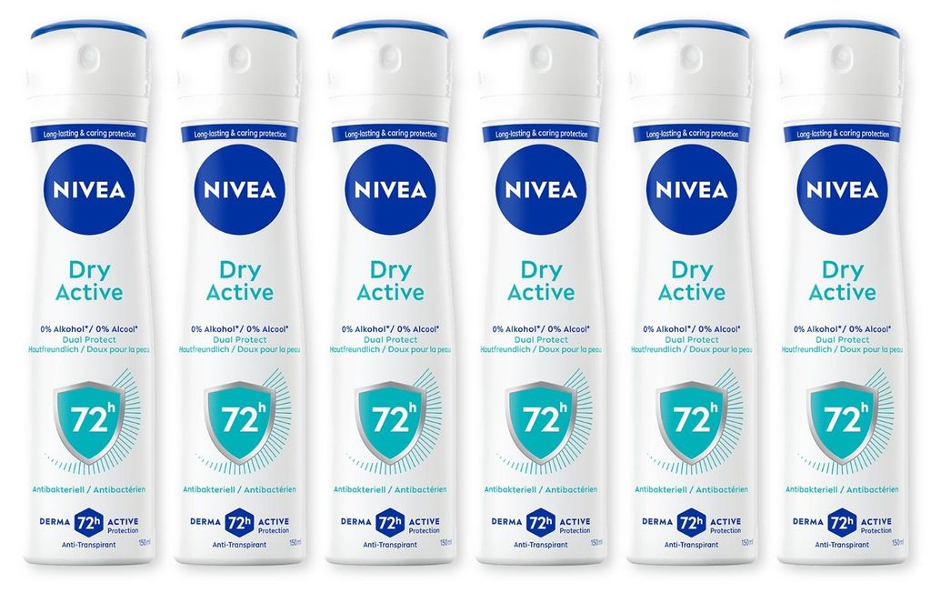 NIVEA Deodorant Dry Active Deospray 6 x 150ml Produktbild 