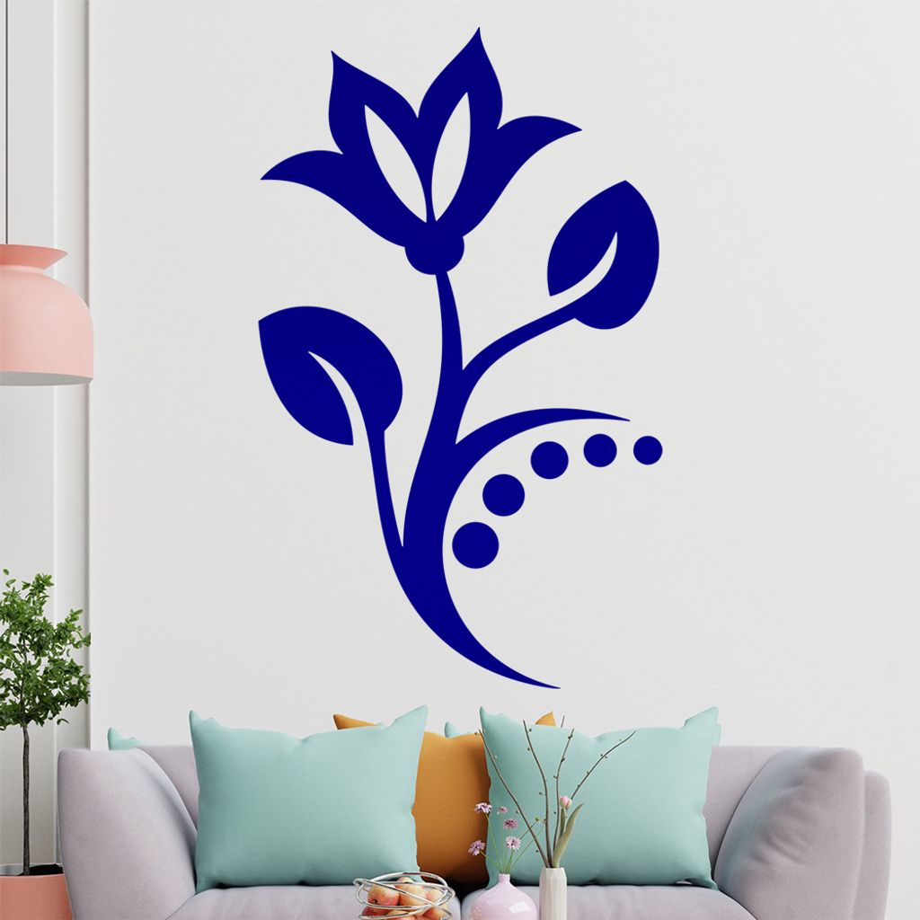 Blume - Linien Punkte Wandtattoo in 6 Größen - Wandaufkleber Wall Sticker - Dekoration, Küche, Wohnzimmer, Schlafzimmer, Badezimmer