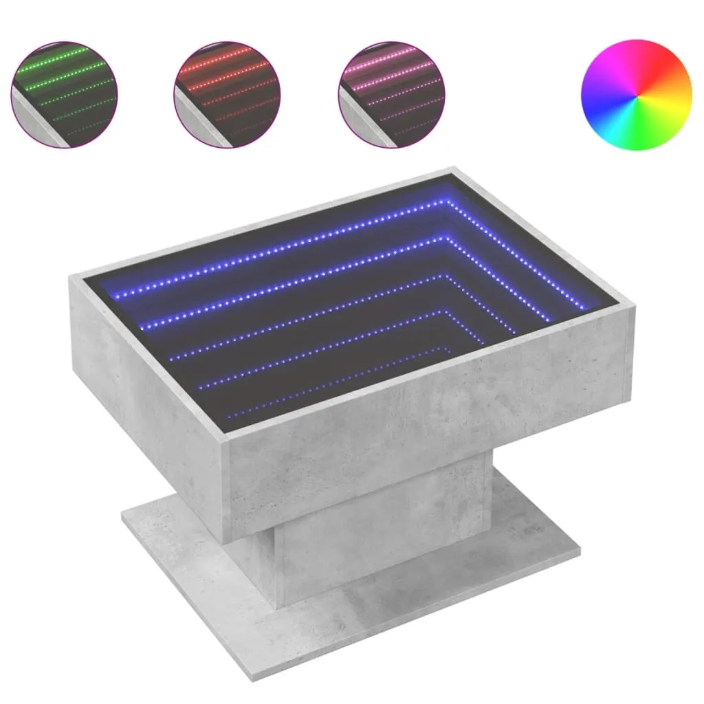 vidaXL Tavolino LED grigio cemento 70x50x45 cm materiale a base di legno - 1