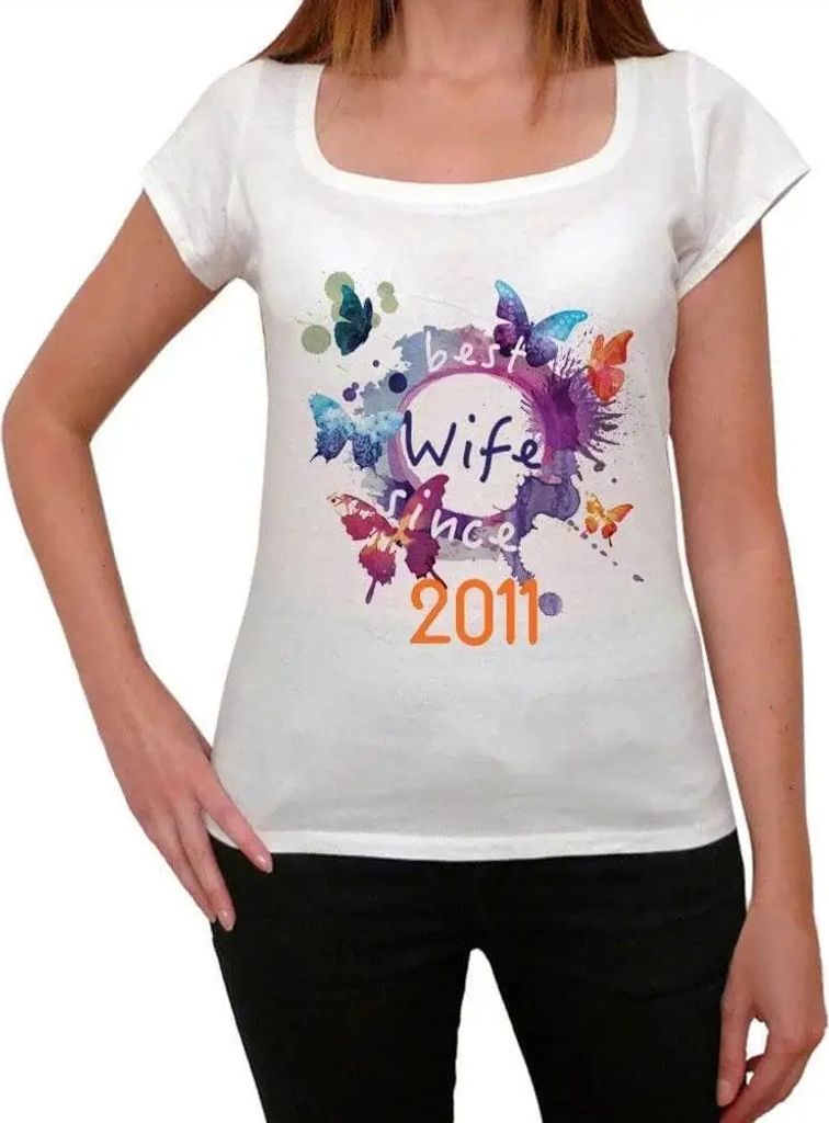 Damen Grafik T-Shirt Schmetterlinge beste Frau seit 2011 – Butterflies Best Wife Since 2011 – Geschenk 13. Geburtstag Jahrestag 13 Jahre Jubil...