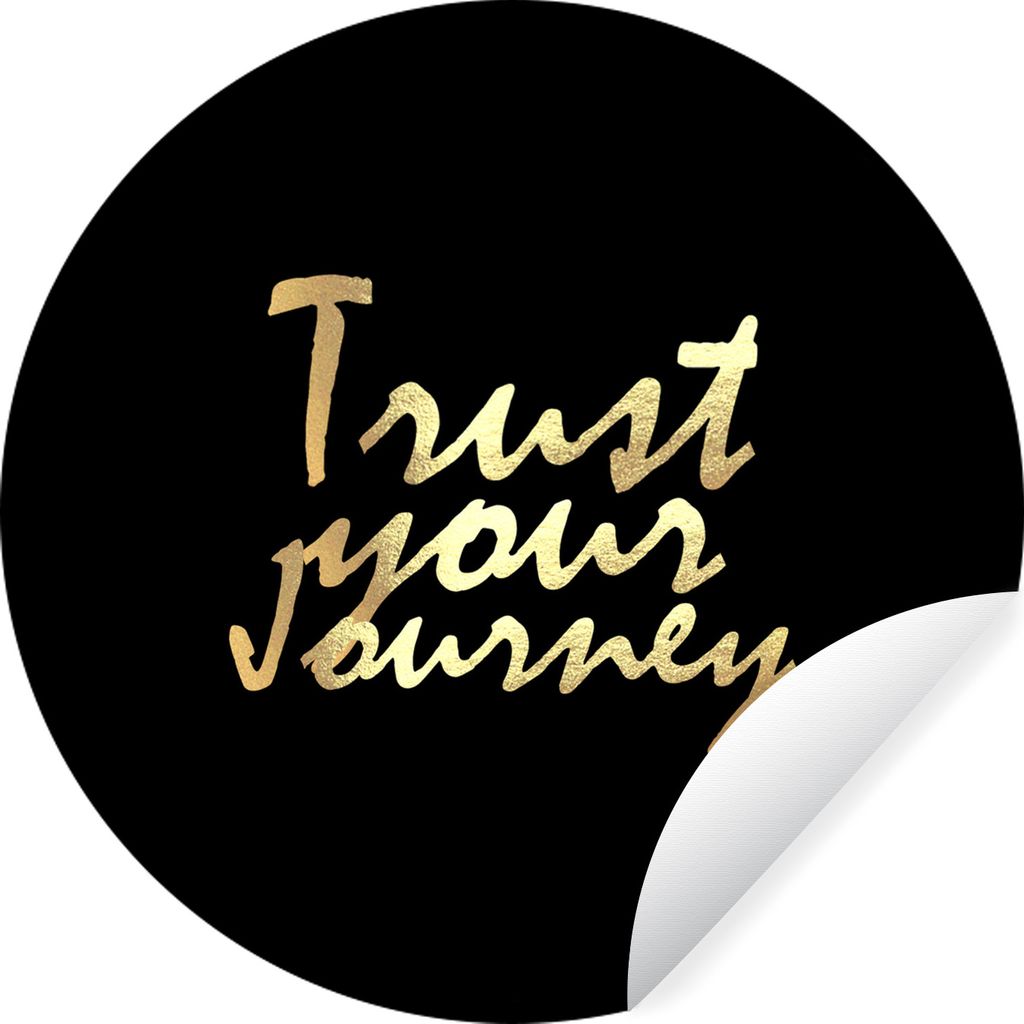 MuchoWow Runde Wandtattoo - Wandsticker Tapete Aufkleber Zitate - Reisen - Schwarz - Gold Ø 80 cm Selbstklebend und Repositionierbar - Wandaufkl...