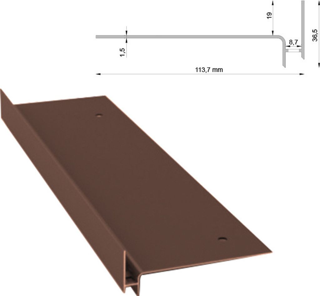 Renoplast Aluminium Treppenstufen-Profil SW Beluftete Boden, Profil 200cm, Braun