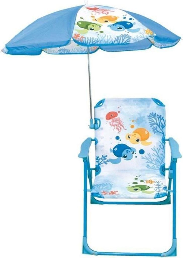 Gartenmöbel - FUN HOUSE - Ma Petite Carapace Tortue Stuhl H.53 x L.38,5 x T.37,5 cm mit 65 cm Sonnenschirm - Für Kinder!