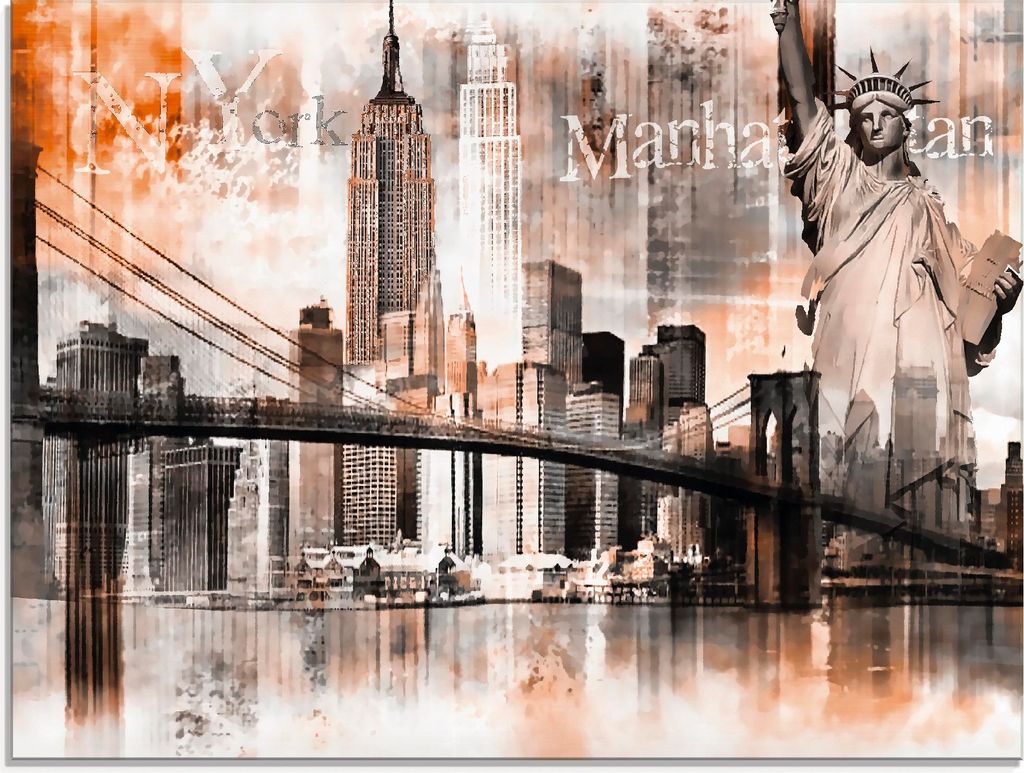 ARTland Glasbild New York Skyline Collage V Größe: 80x60 cm