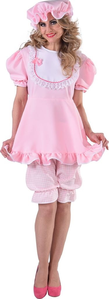 M216132-L rosa-weiß Damen Baby Kleid Schlaf Kostüm Gr.L