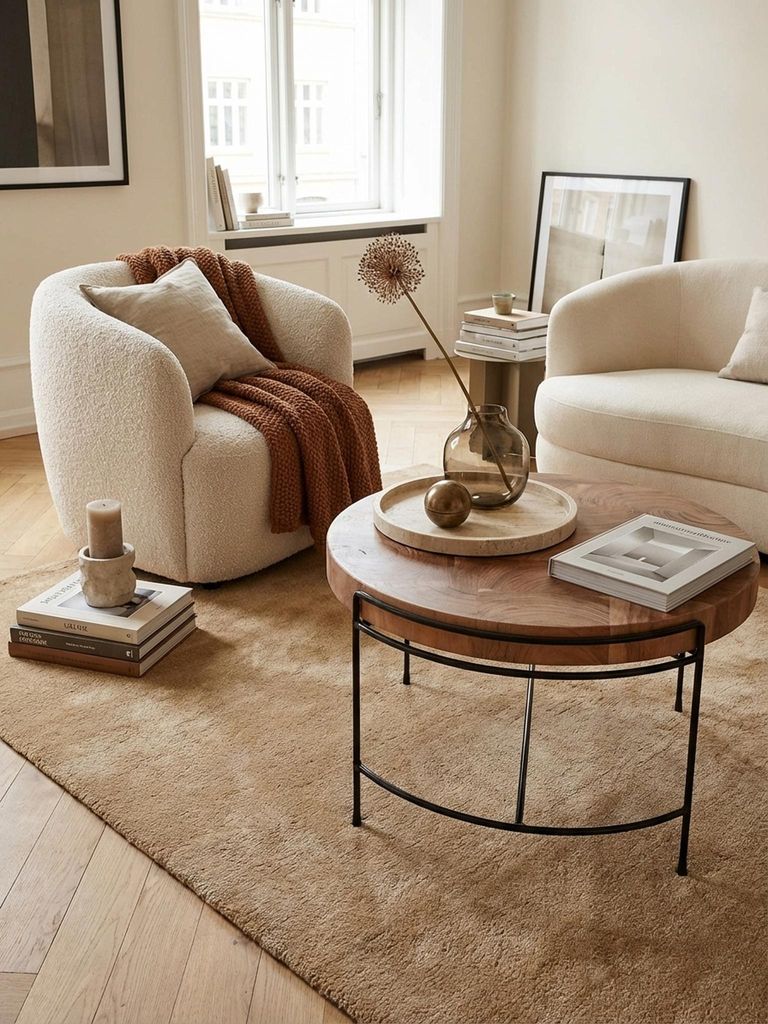 Couchtisch 62x40x62 cm Sofatisch Akazie Massivholz / Metall, Wohnzimmertisch Rund mit Metallbeinen, Kleiner Designer Tisch Massiv, Holztisch Wohnzi...