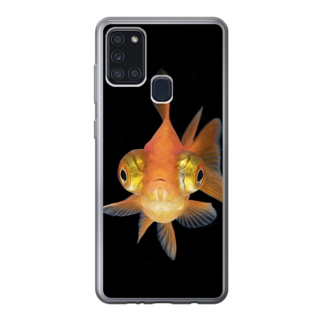 MuchoWow Handyhülle Schutzhülle Hülle für Samsung Galaxy A21s Goldfisch - Meerestiere - Augen Silikon Softcase Handy Hülle - Hartschale