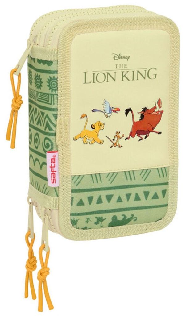 Driedelig etui Mufasa, groen en beige, 12,5 x 19,5 x 5,5 Productafbeelding 
