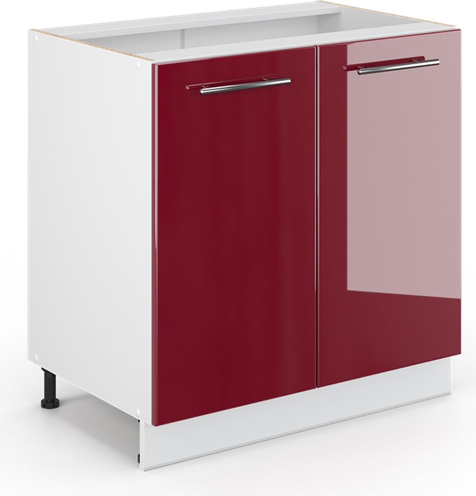 Spülenunterschrank Vicco Fame-Line Bordeaux Hochglanz 80 cm Produktbild 