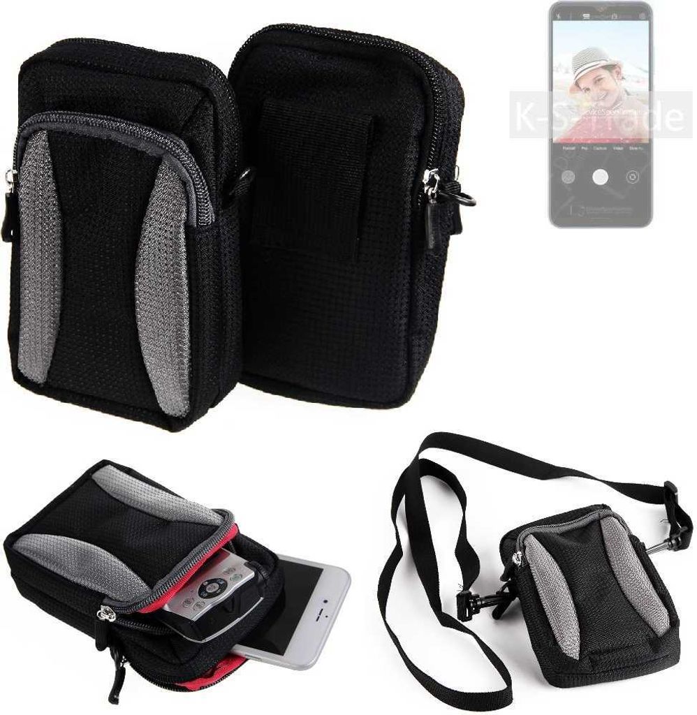 K-S-Trade Holster Schutz Hülle kompatibel mit Blackview A52 Handy Hülle Gürteltasche Umhängetasche mit Zusatzfach schwarz