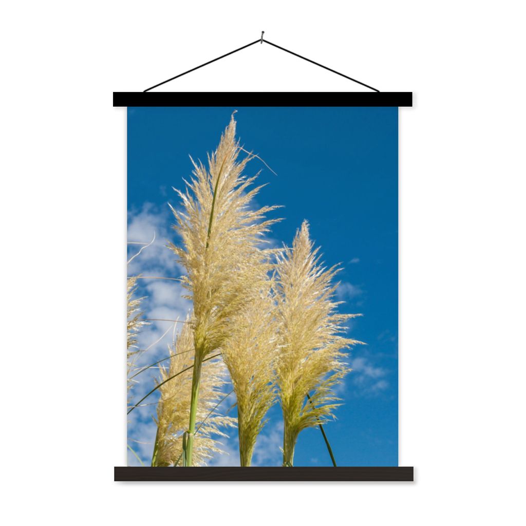 MuchoWow Textilposter Pflanzen - Pampasgras - Luft 60x80 cm mit schwarzem Rahmen - Plakathalter