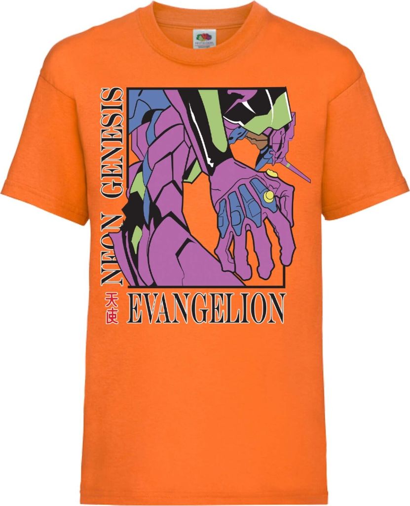 Kinder T-Shirt Neon Anime Genesis Manga Evangelion Gendo Ikari Gendo Ikari, 12-13 Jahr - 152 / Orange