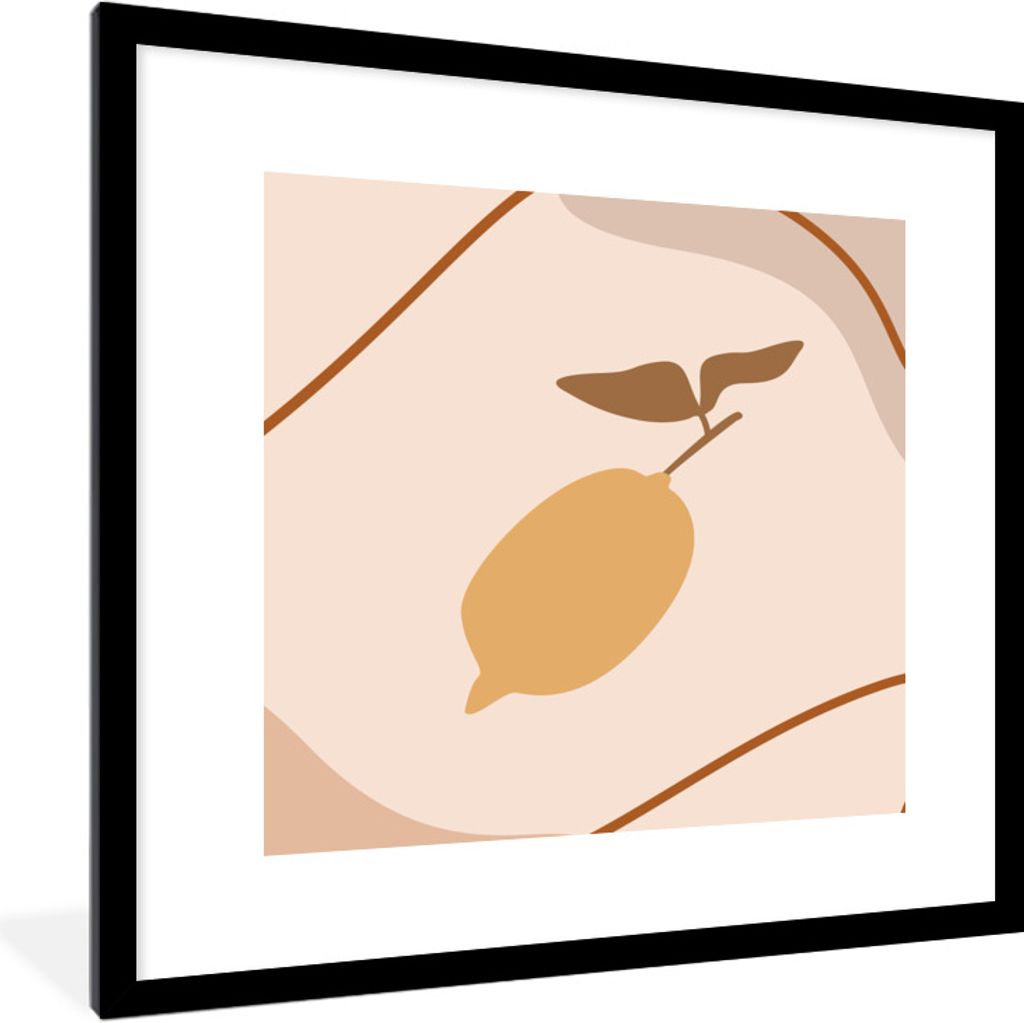 MuchoWow Gerahmtes Poster Sommer - Zitrone - Abstrakt 40x40 cm - Poster mit Schwarzem Bilderrahmen Wandposter Rahmen Foto Bilder - Poster - Plaka...