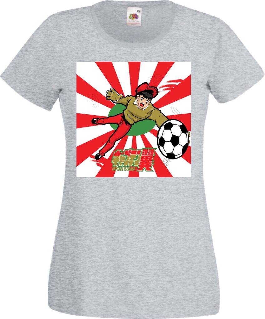 Damen T-Shirt Manga Anime Captain Tsubasa 04 Genzo Wakabayashi, Lady XL / Grau