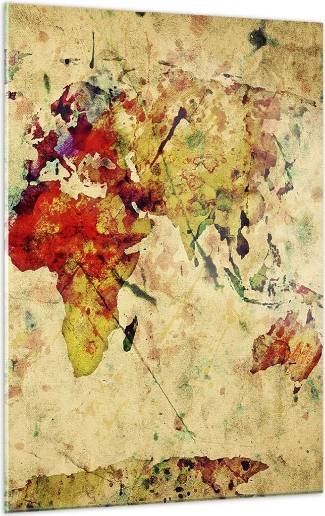 Bilder auf glas - Einteilig - Karte Welt modern - 50x70cm - Produktbild 
