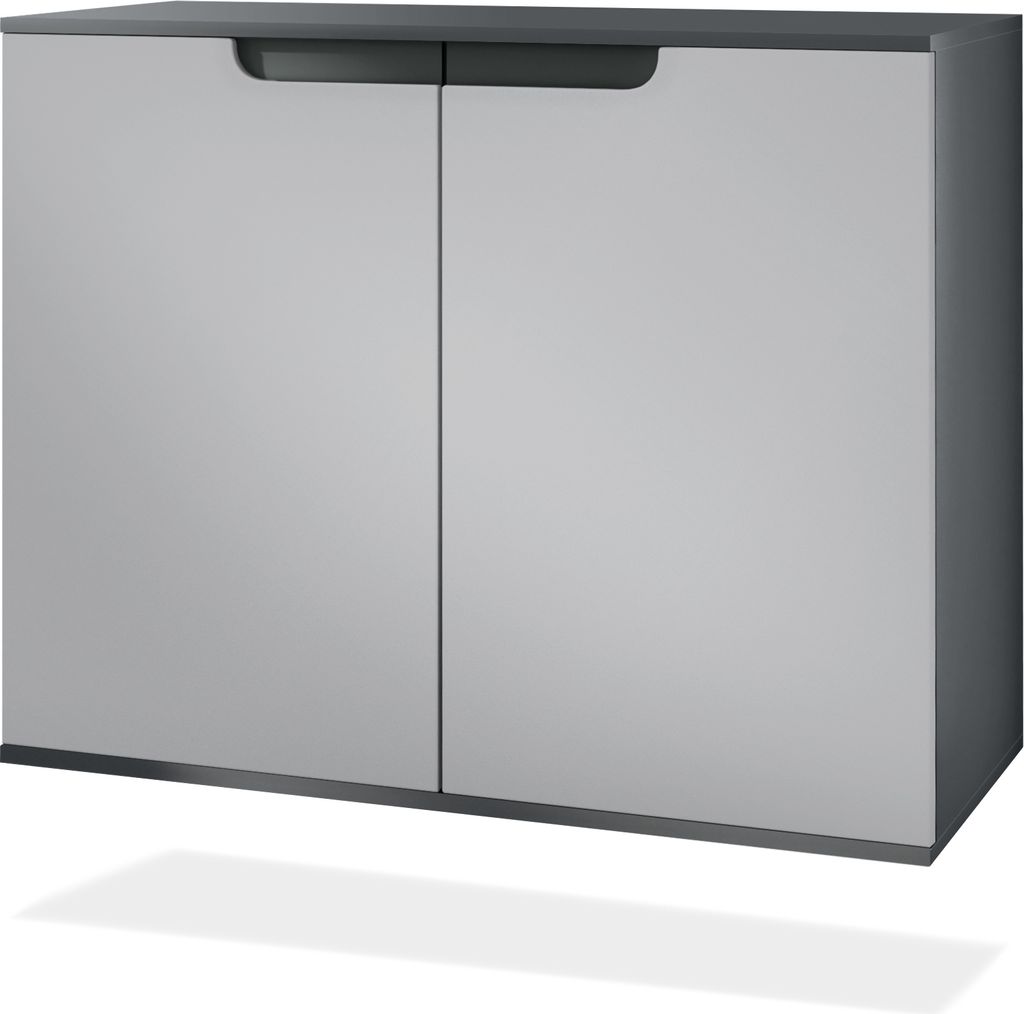 Vladon Kommode Sylt V3, Moderner Küchenschrank mit 2 großen Türen Anthrazit matt / Hellgrau seidenmatt (92,5 x 73.5 x 35)