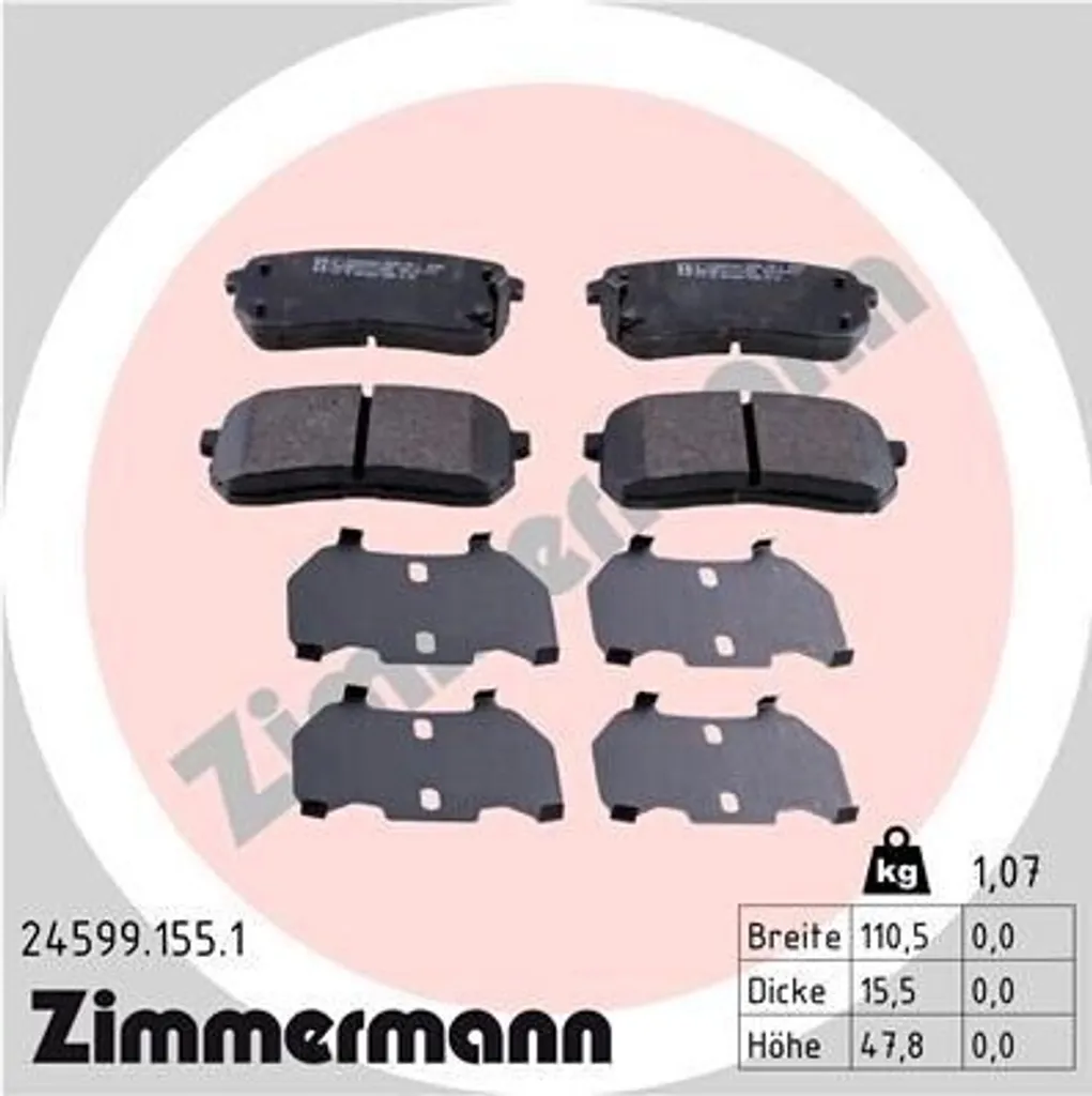 Zimmermann 24599.155.1 Plaquettes de Frein pour iX55 et Sorento III