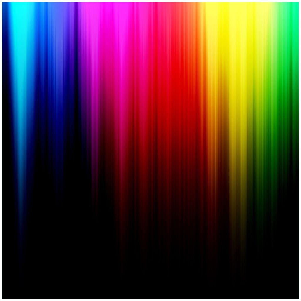 Wallario Premium Glasbild, freischwebende Optik, kräftige Farben, Größe 50 x 50 cm Motiv Bunte Regenbogenstreifen auf Schwarz