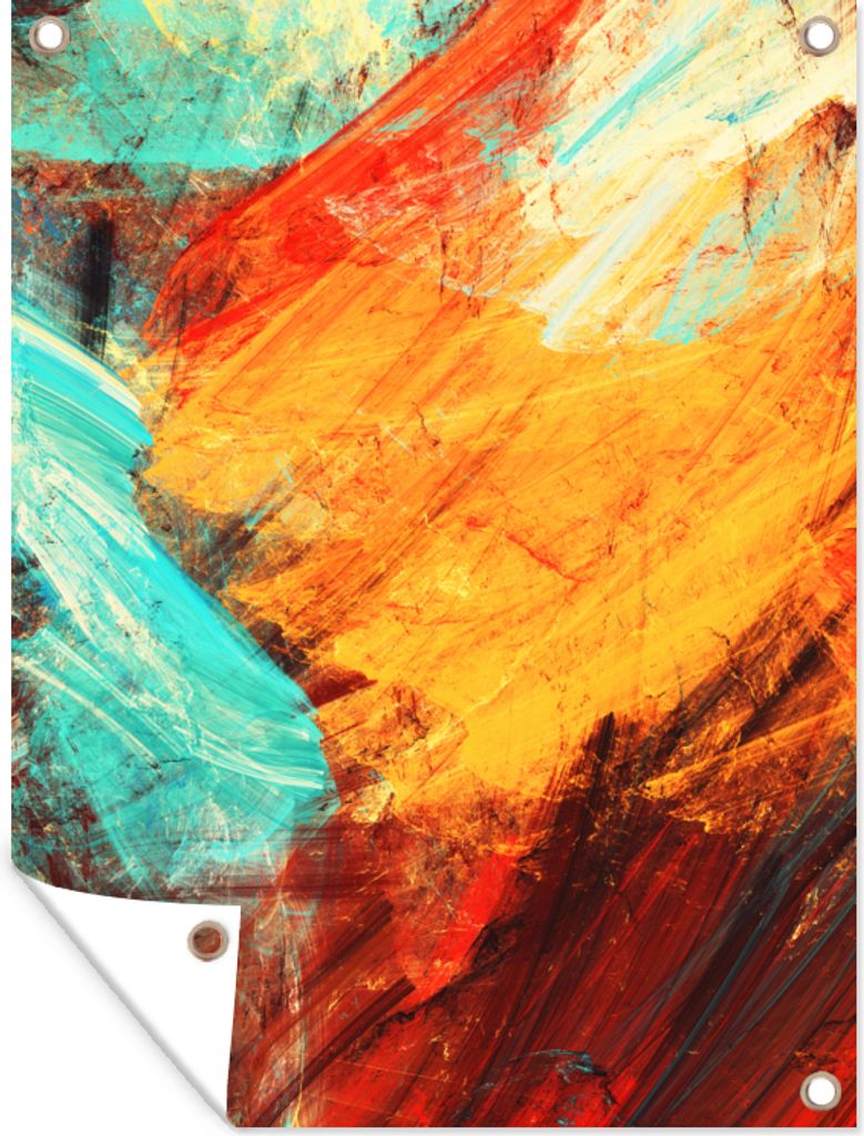 MuchoWow 60x80 cm Outdoor-Poster Gartendeko Sichtschutz Garten Poster für den Garten Gemälde - Abstrakt - Öl