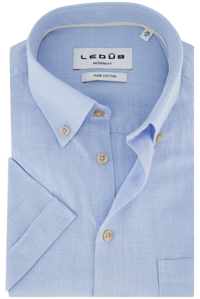 Ledub Modern Fit Hemd hellblau 100% Baumwolle