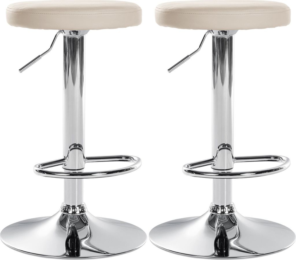 CLP 2er Set Barhocker Ponte Kunstleder höhenverstellbar und drehbar creme Material Gestell Metall in Chromoptik