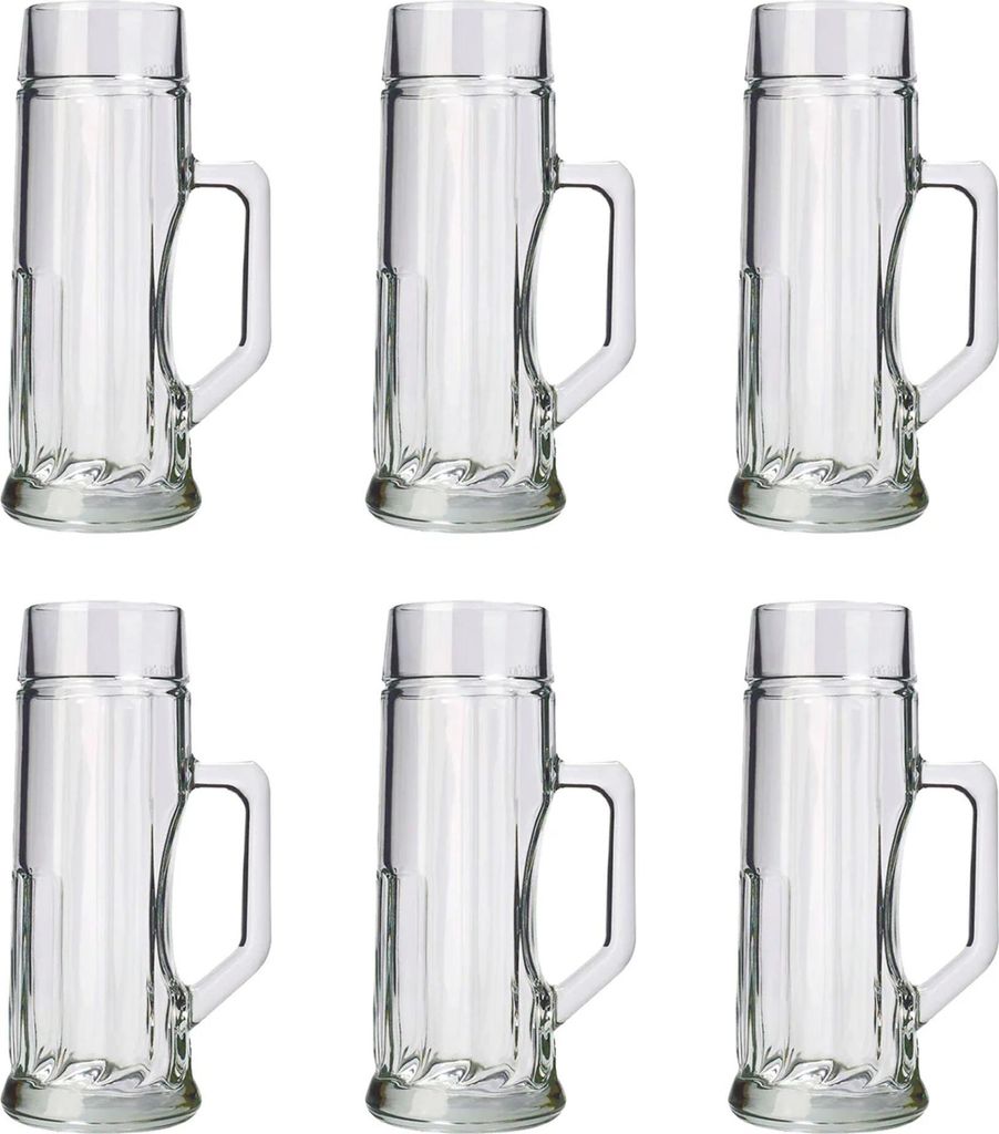 Bierglas, Bierkrug, Maßkrug, Bierseidel 6er Set Biergläser, Premium, Gerippt - 0,5 Liter