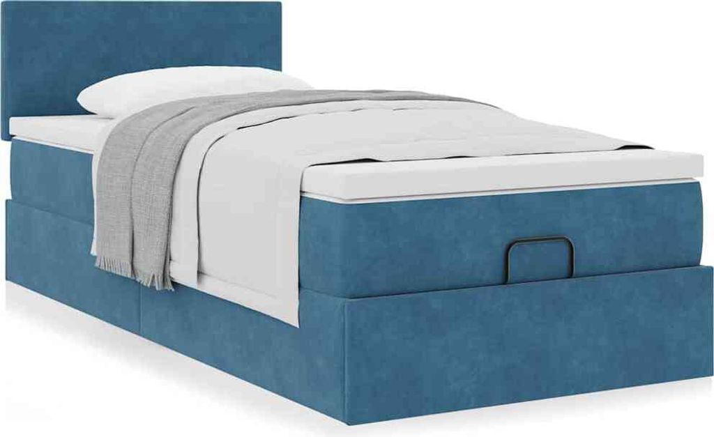 "Rabatt" Ottoman-Bett mit Großer Stauraum, mit Matratze, Dunkelblau 100x200 cm Samt - Klassische Betten CC11245