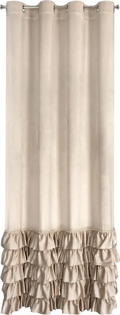 Rideau Beige Décoratif pour Fenêtre - Solution Chic à Volants 250cm