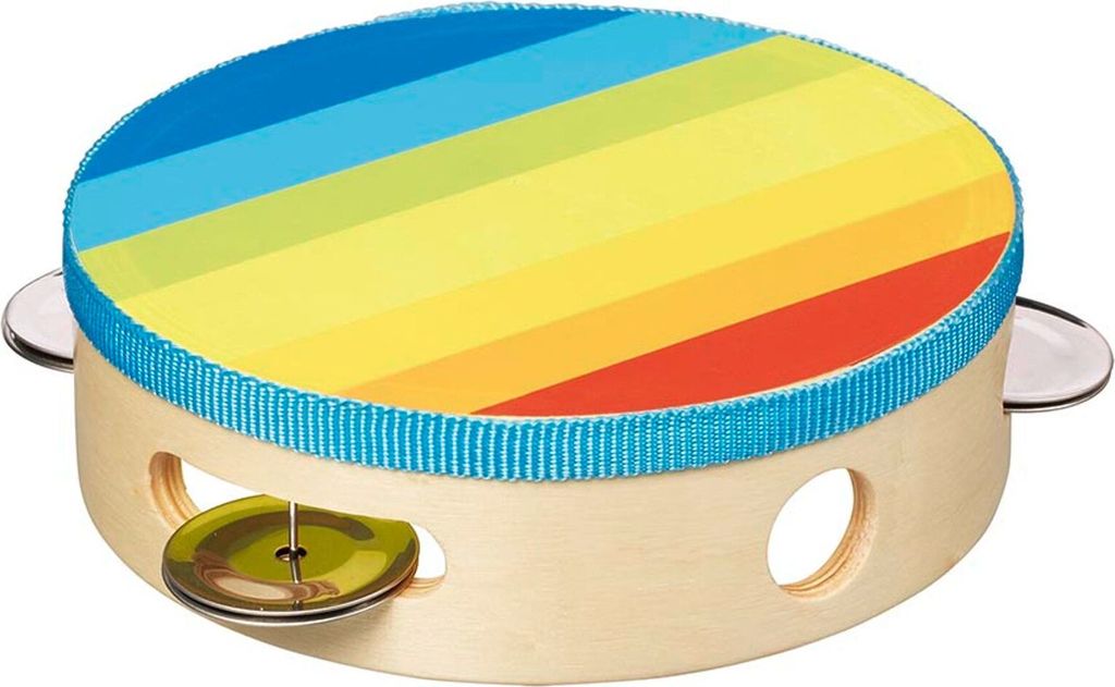 Goki Tambourin avec 4 clochettes multicolore Ø 14,5 cm - Image du produit 