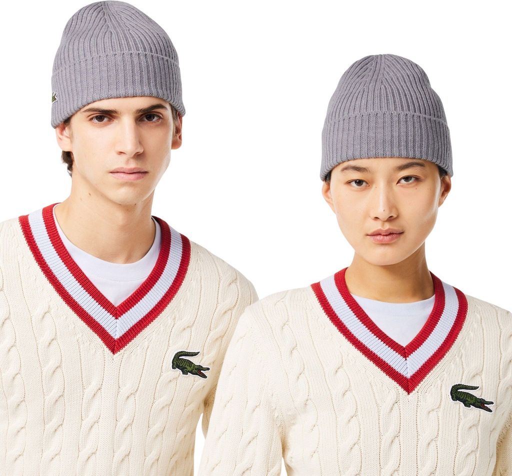 Lacoste Mütze aus Gerippter Wolle Uni Grau, Grösse:OSFA Produktbild 3