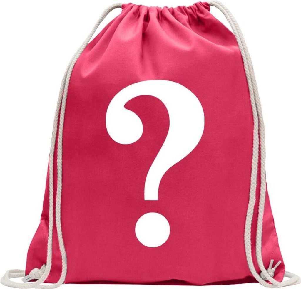 Kiwistar - Turnbeutel - pink - Fragezeichen Piktogramm - Fun Rucksack Sport Beutel Gymsack Baumwolle mit Ziehgurt
