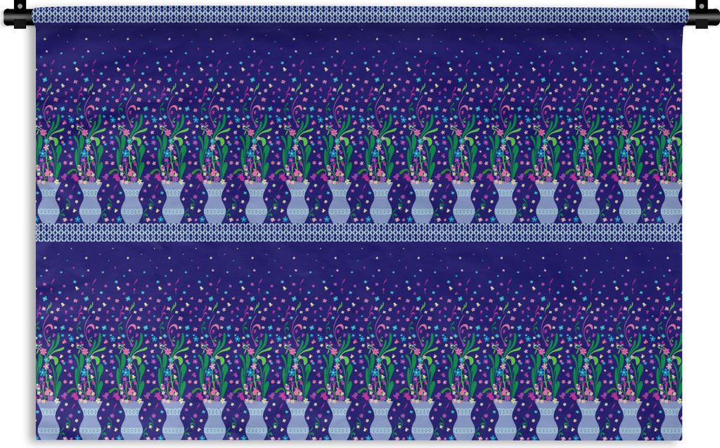 MuchoWow Wandteppich Wandbehang Blumen - Muster - Frühling 150x100 cm Tapisserie Dekoration Wandtuch - Waschbar - Tapisserien - Wand-Decke