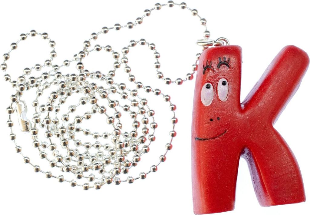 K Barbapapa Kette 80cm Miniblings Anhänger Buchstabe Initiale Name Barbamama Rot